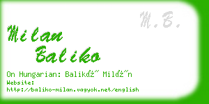 milan baliko business card